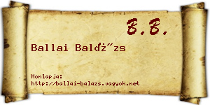 Ballai Balázs névjegykártya